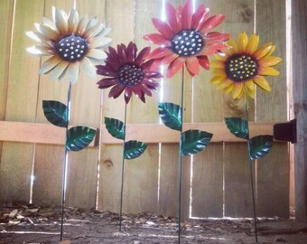 Metal Flower Garden Stake, Metal Sunflower Garden Art, Metal Garden Decor, Sunflower Yard Decoration, Fall Season Sunflowers