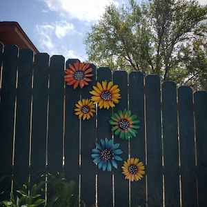 Metal Sunfowers, Fence Flowers, Fence Decoration, Metal Flowers for Fence or Tree, Metal Flowers image 2