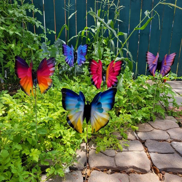 Metal butterfly garden stake, Colorful Butterfly Garden Stake,  Garden Decor,  Metal Garden Art, Metal Decor