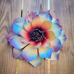 Colorful Pastel Metal Dalia Flower, Metal Flower Art, Metal Garden Decor, Fence Flower, Pool Decor, Deck Decor, Individual