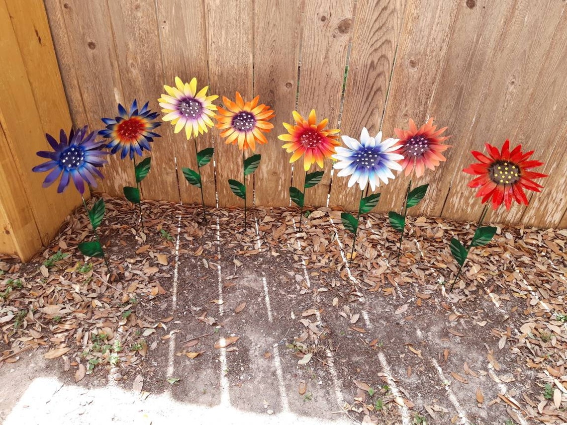 Daisy Flower Garden Stake Metal Daisy Garden Stake Metal Etsy