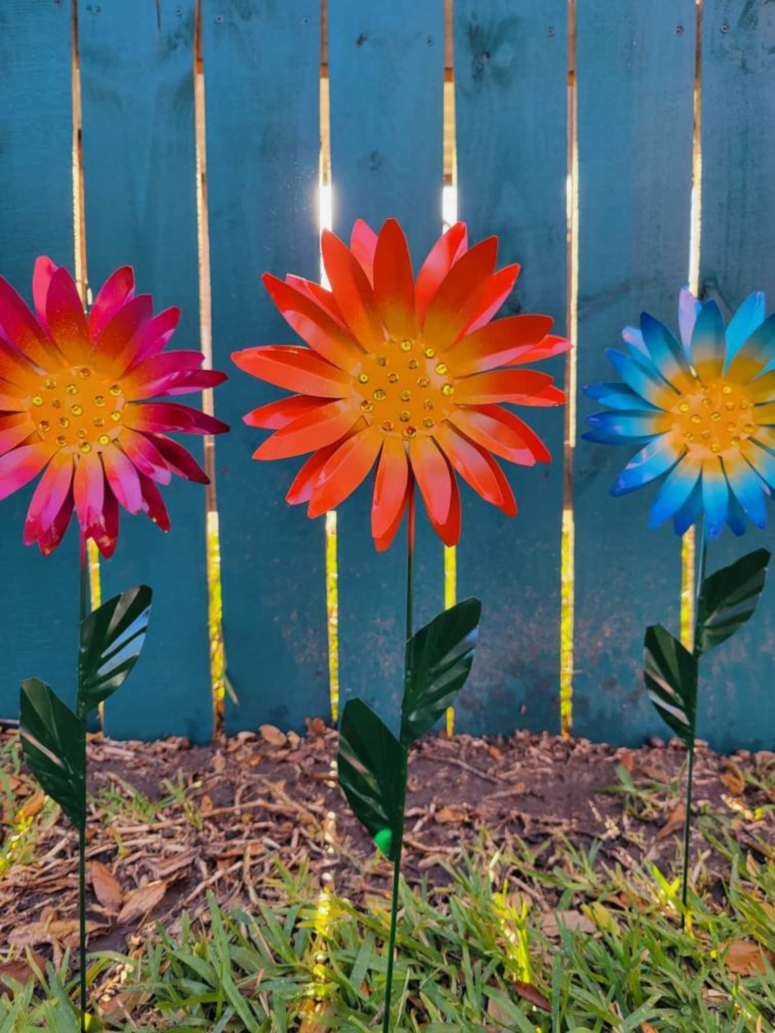 Daisy Flower Garden Stake Metal Daisy Garden Stake Metal Etsy