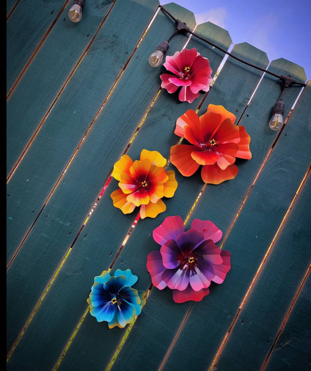 Metal Flowers, Hibiscus Fence Flowers, Fence Decoration, Metal Flowers