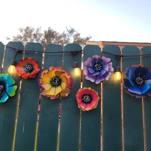 Metal Flower Fence Decor: Colorful Garden Art, Set of 6