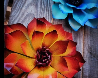NEW** Metal Dalia Flower, Metal Flower Art, Metal Garden Decor, Fence Flower, Pool Decor, Deck Decor