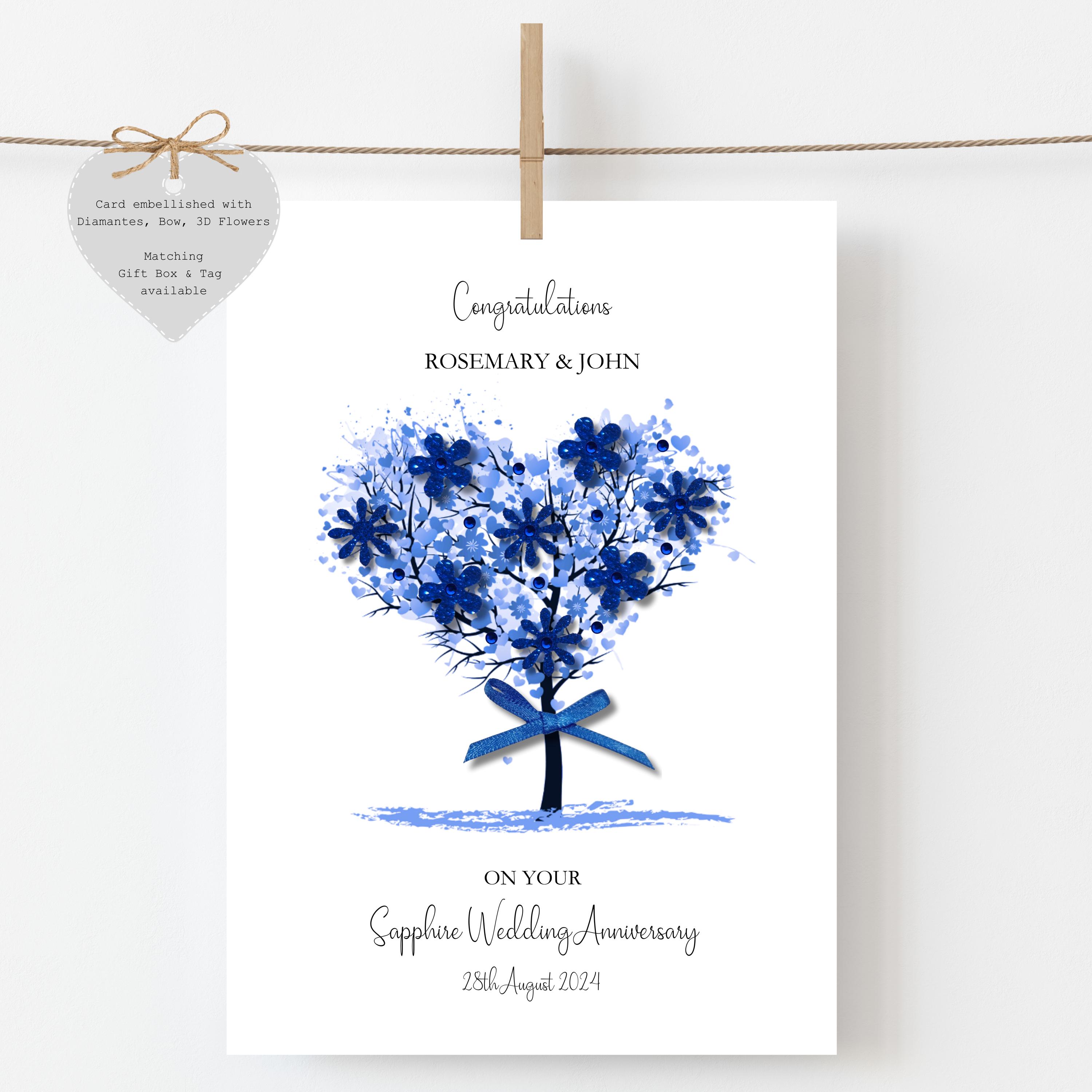 Wife On Our Sapphire 45th Birdcage Flowers Happy Anniversary Card Lovely Verse