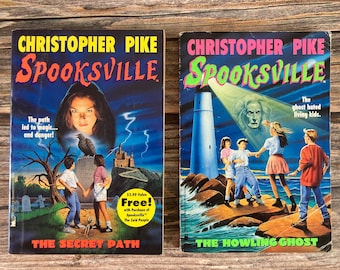 Christopher Pike Spooksville 1 & 2 - The Howling Ghost and The Secret Path - Minstrel Paperback Horror, Children's Horror Paperback Books