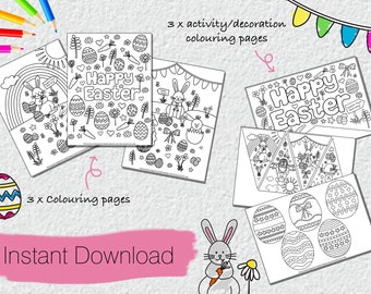 Printable Easter colouring pages | Kids Easter Colouring | Easter DIY kit | Children Easter activity | Instant download colour pages