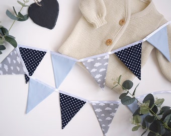 Personalised Navy Blue /& Star Fabric Bunting ~ Baby Boy ~ Nursery Decor