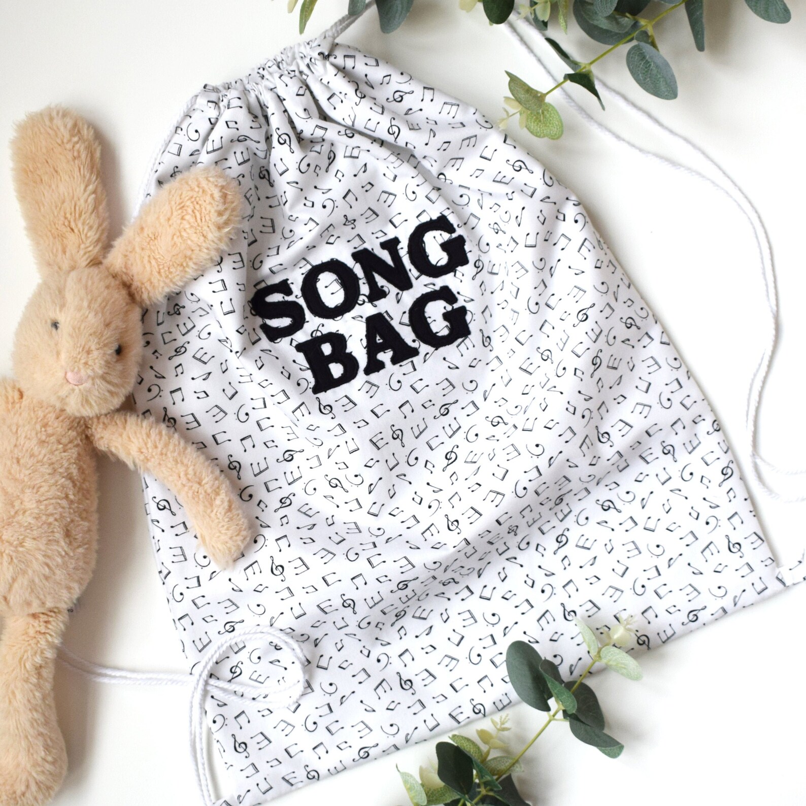 Monochrome Musical Note Song Bag Drawstring Bag Music School Etsy