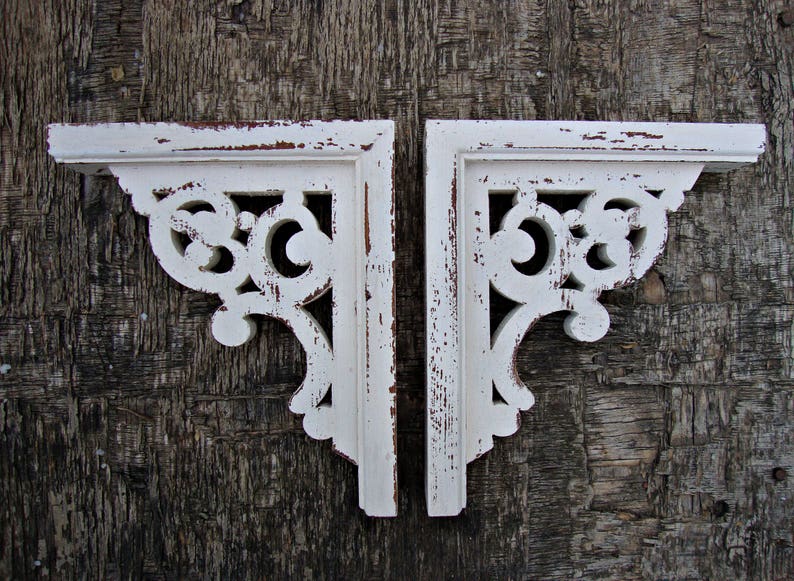 Shelf Brackets Farmhouse Decor Wooden Shelf Bracket Shabby Etsy