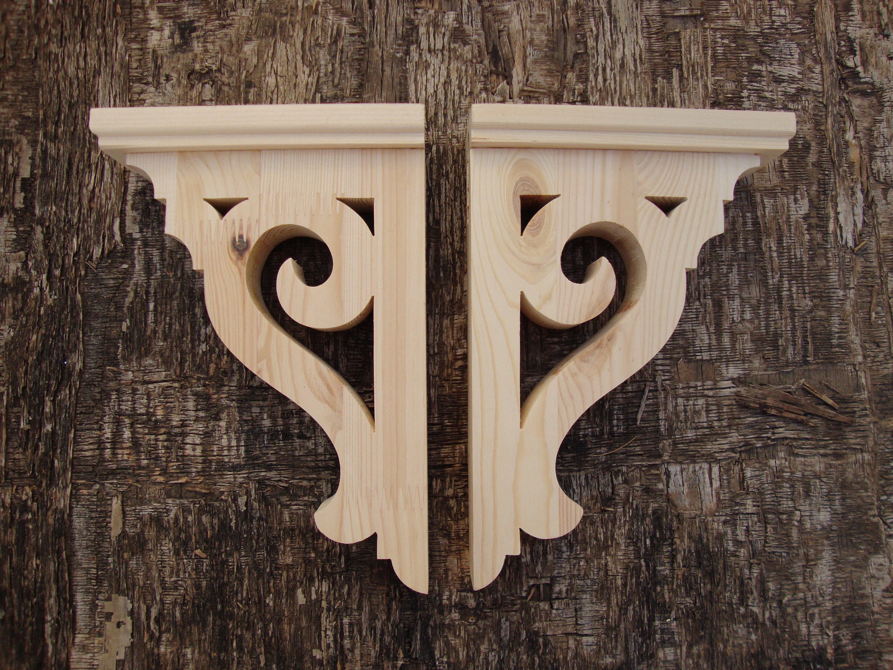 Rustic Shelf Brackets Wooden Corbels Farmhouse Decor Victorian Etsy