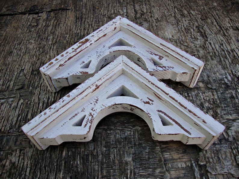 Shabby Chic Shelf Brackets Antique Wooden Shelf Brackets Etsy