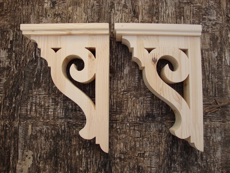 Rustic Shelf Brackets Wooden Corbels Farmhouse Decor Victorian Etsy