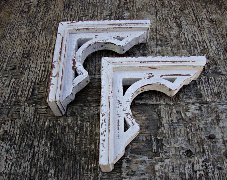 Shabby Chic Shelf Brackets Antique Wooden Shelf Brackets Etsy