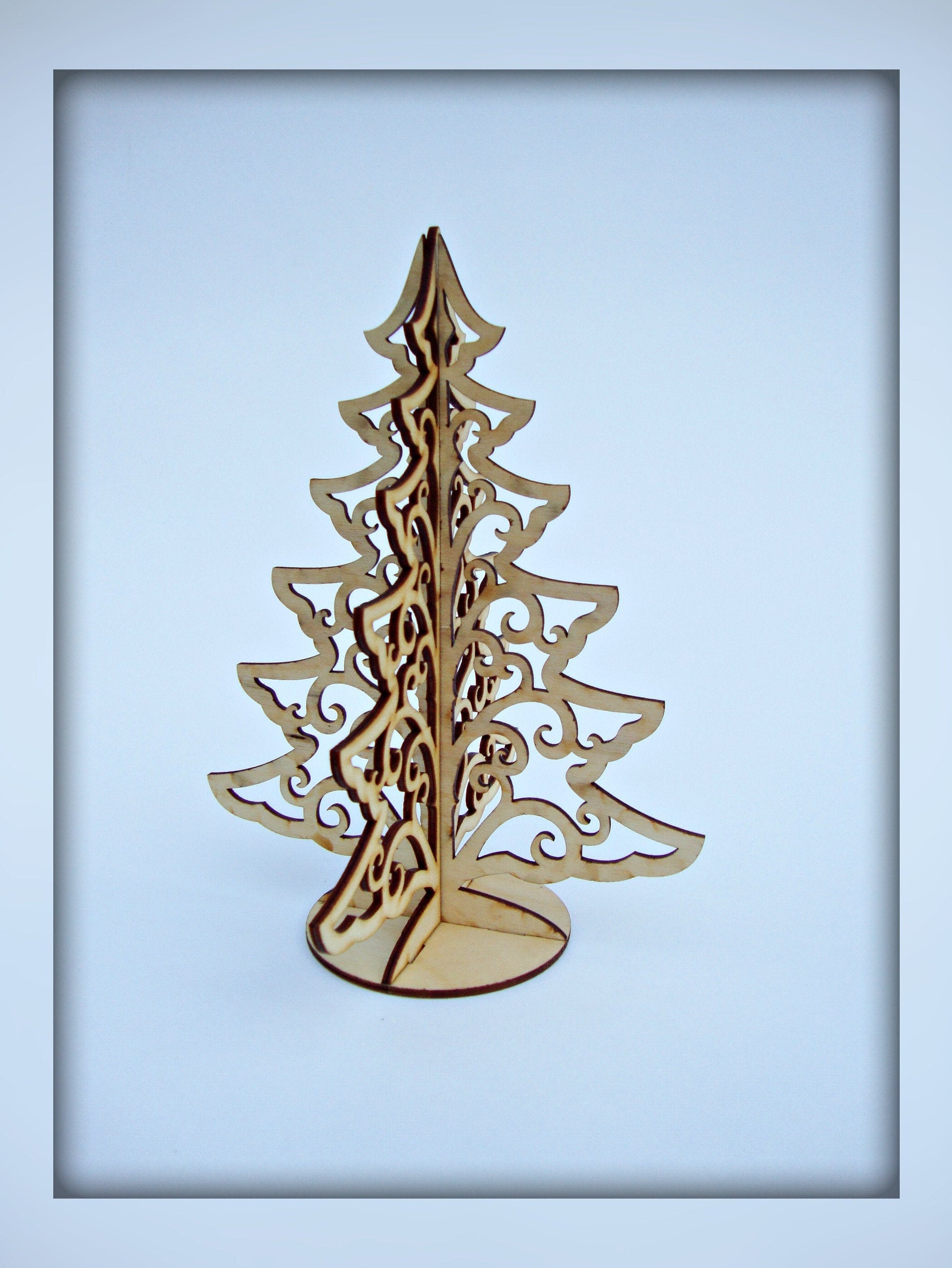 Wooden Christmas Tree 3D Laser Cut Wood Christmas Ornaments Etsy