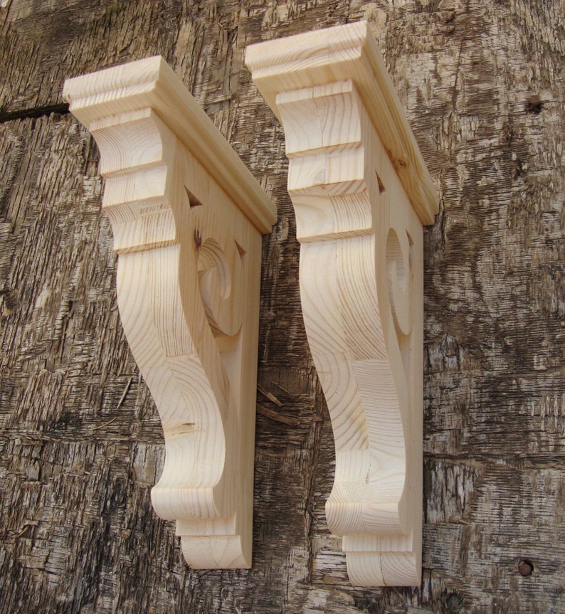 Rustic Shelf Brackets Wooden Corbels Farmhouse Decor Victorian Etsy