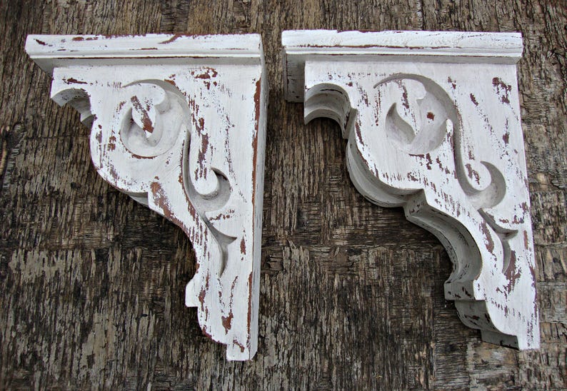 Shabby Chic Farmhouse Decor Victorian Wooden Shelf Brackets Etsy