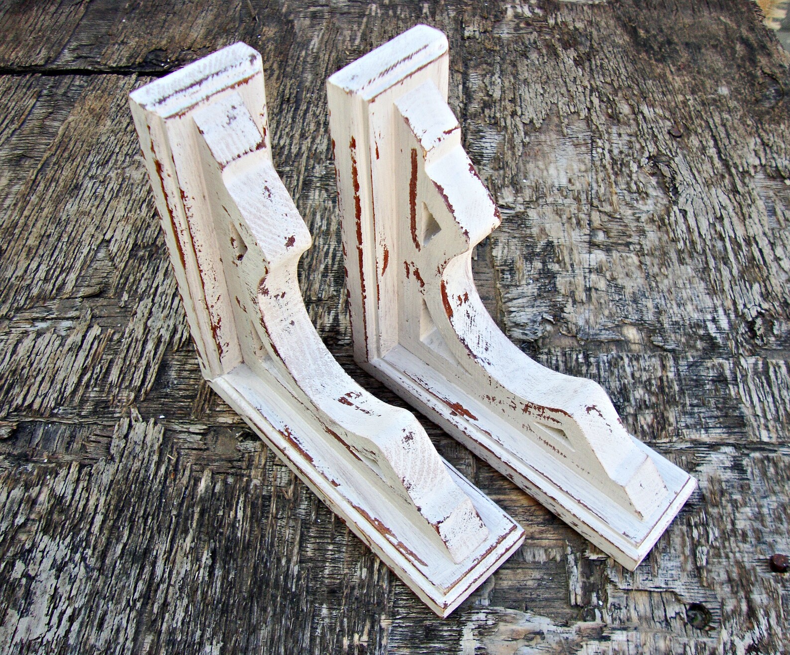 Shabby Chic Shelf Brackets Antique Wooden Shelf Brackets Etsy