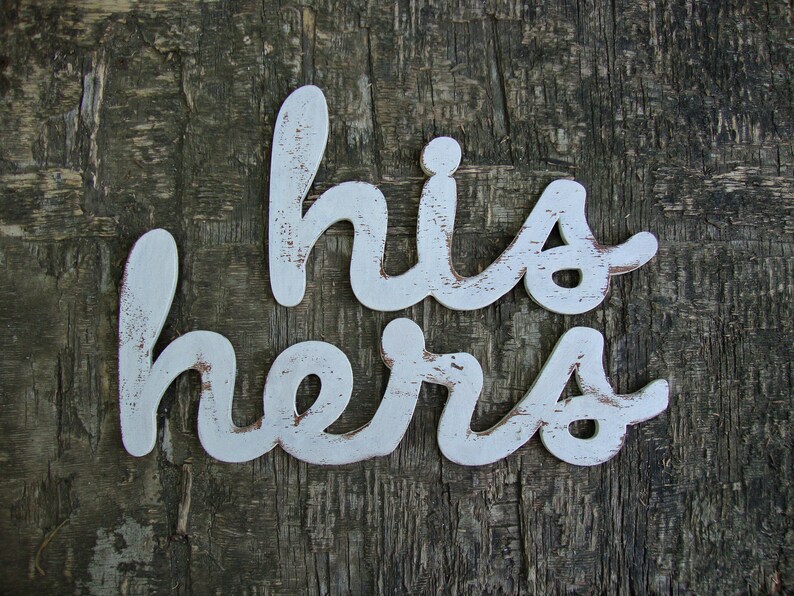 His and Hers Sign Bathroom Wall Decor His and Hers Wood Word Etsy