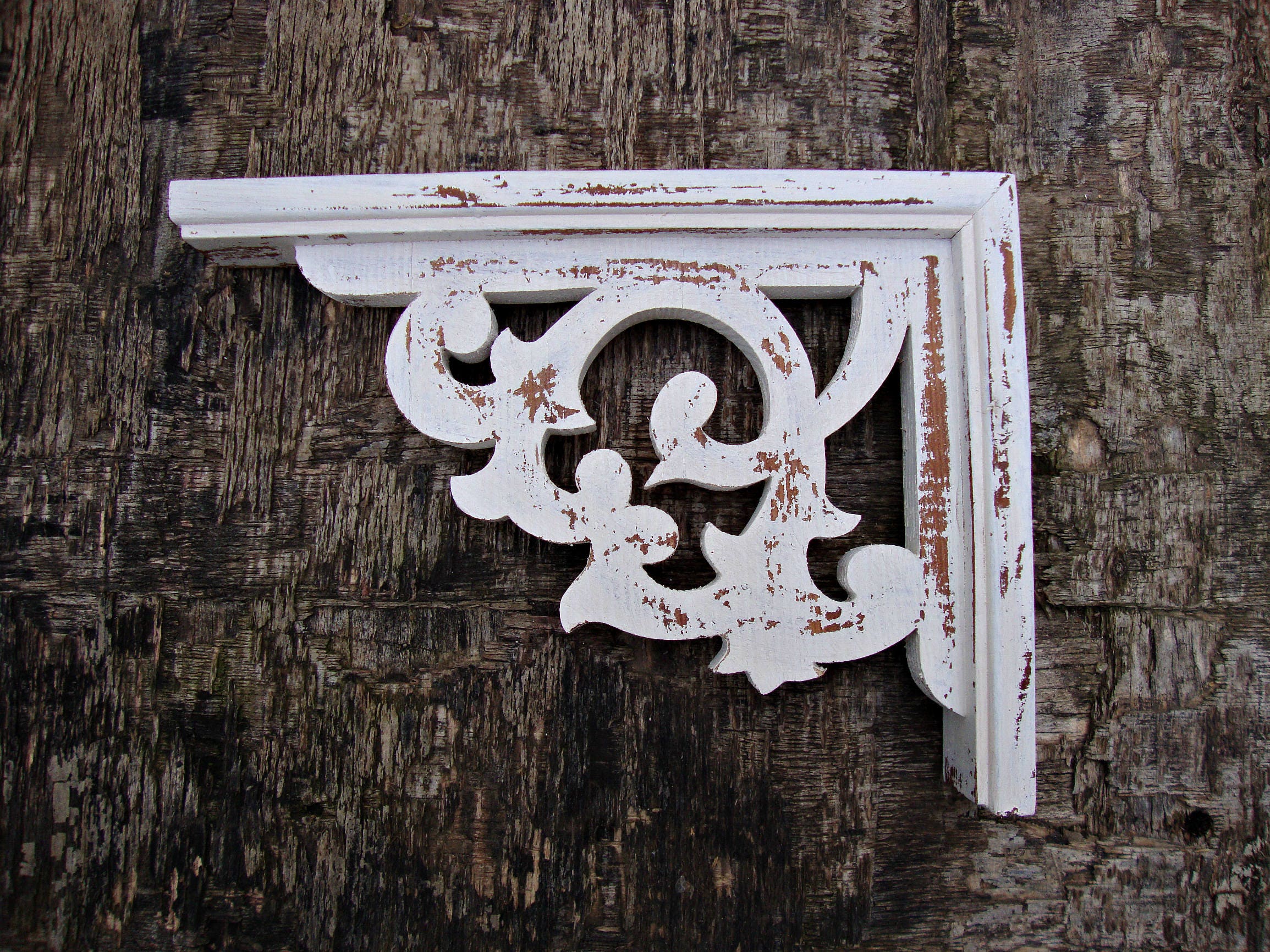 White Corbels Farmhouse Wood Shelf Bracket Antique Shabby Chic Etsy