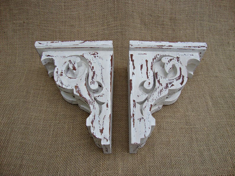 Shabby Chic Farmhouse Decor Victorian Wooden Shelf Brackets Etsy