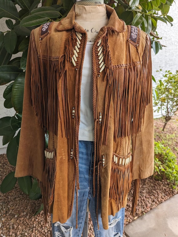 Veste daim frange deals