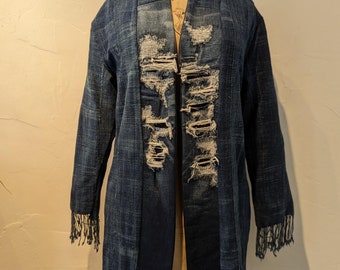 Indigo batik coat