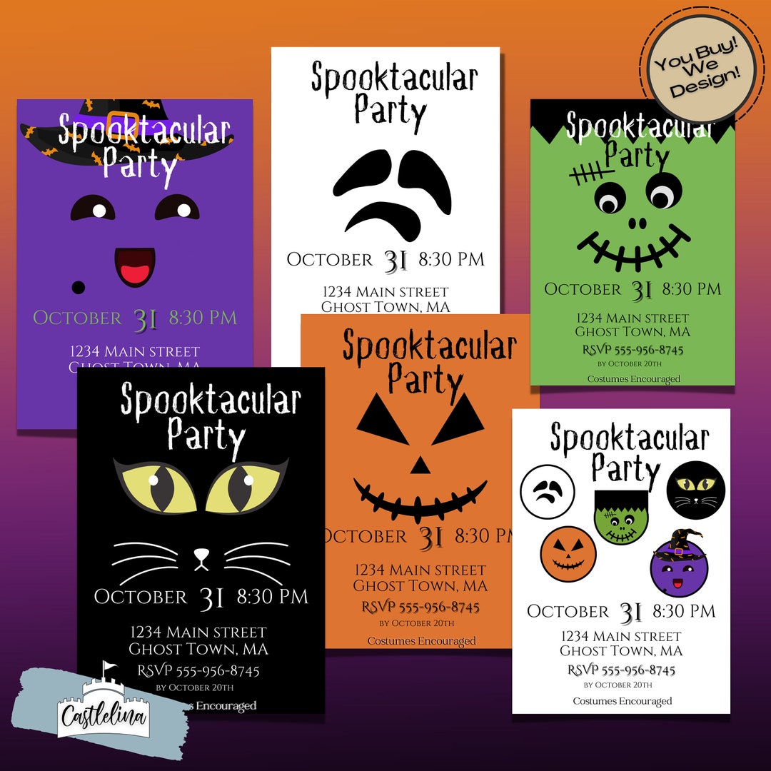 EDITABLE Fun Halloween Faces Evite/ Digital Download/ DIY/ Printable ...