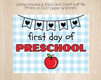 First Day of Preschool - Apple Print