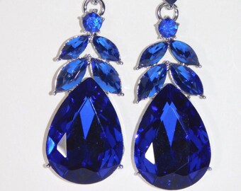 Original handmade Royal blue dangle earrings Royal blue drop earrings Royal blue earrings Australian made Precious stone earrings