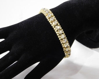 Gold Diamond Crystal rhinestone bridal bracelet /1188