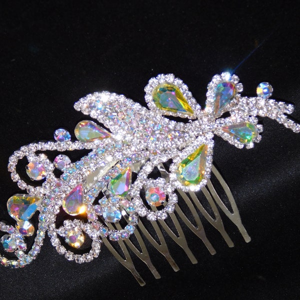 AB Decorative Combs Crystal Rhinestone Hair Accessories Wedding Hair Piece Beauty Bridal Silver Hair Combs /3805