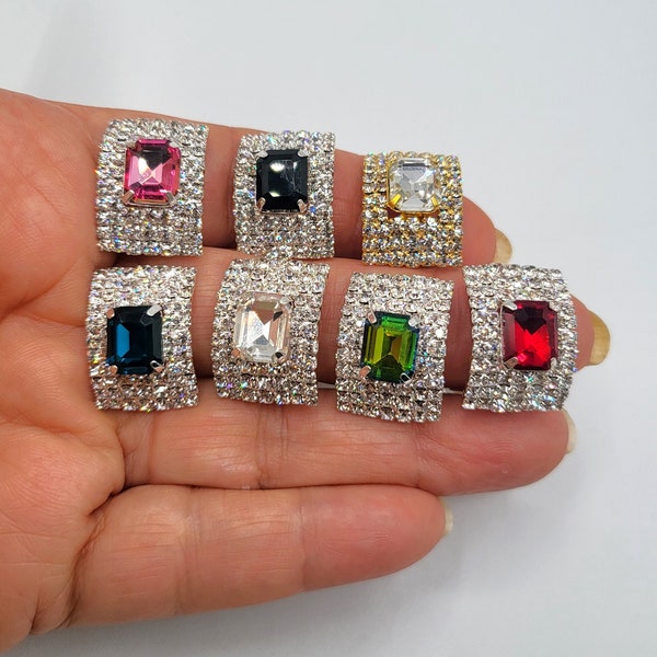 Clip earrings Rhinestone Crystal Wedding Jewelry Earrings Prom (Pink, Black, Gold, Blue, Silver, AB Green, Red) Clip-On Earrings /5118
