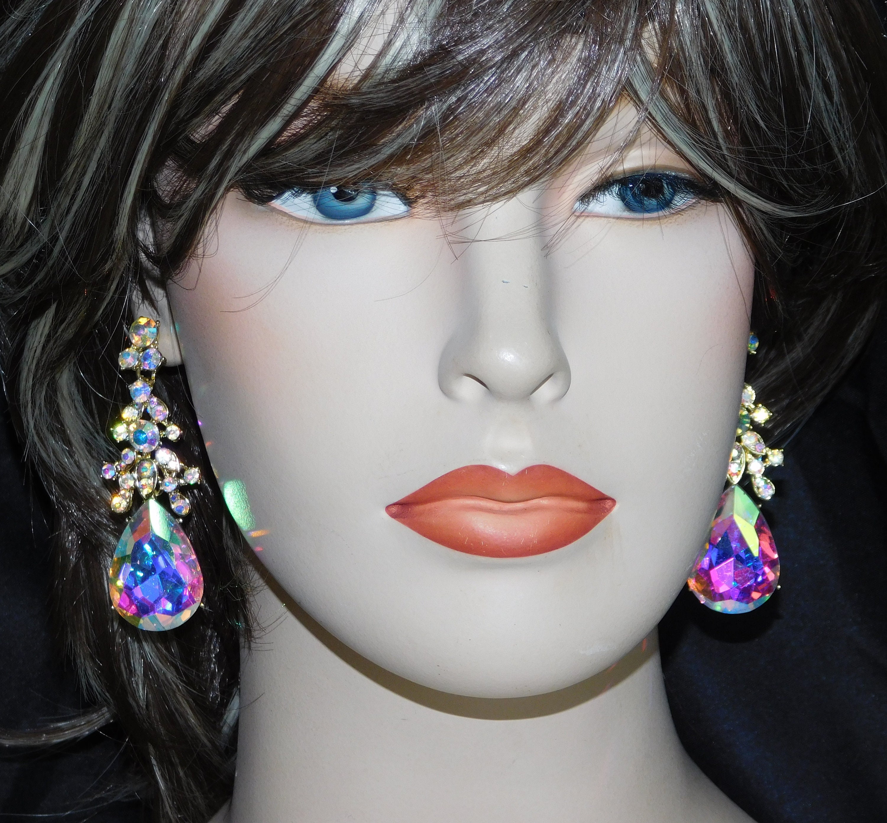 Brand New AB Gold Tone Bridal Rhinestone Crystal Drop Dangle Etsy