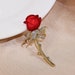 Rhinestone Red Rose Brooch – Zinc Alloy Floral Lapel Pin, 6 X 2.6 Cm, For Wedding, Birthday & Formal Events