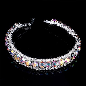 Silver AB diamond Crystal rhinestone bridal bracelet /1188