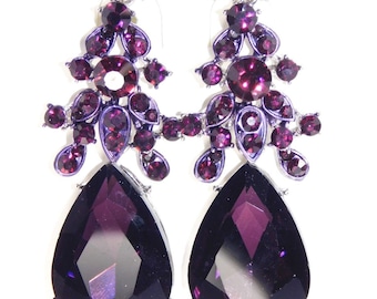 Amethyst Purple Rhinestone Crystal Drop/Dangle Earrings /5959