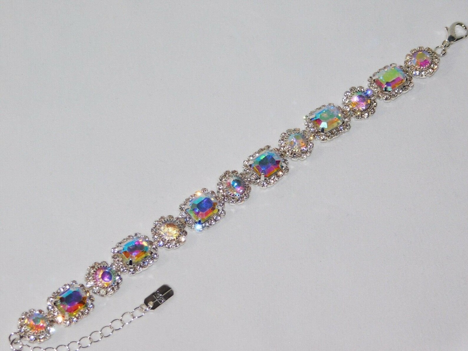 Silver Square & Round Rhinestone Crystal Bridal Party Bracelet - Etsy