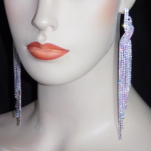 Silver AB Rhinestone Crystal Bridal / Party Chandelier Earrings Dangle Drop Earrings/6181