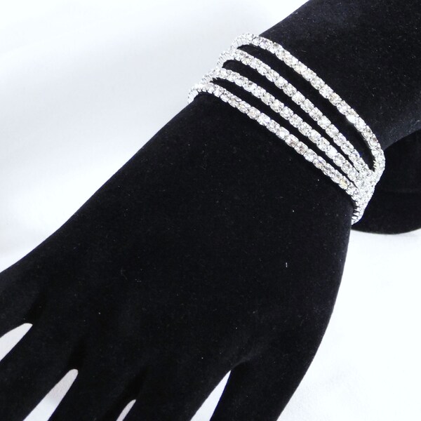 thumbnail image 2 of Stunning Silver Crystal Heart Cuff Bracelet – Austrian Crystal, Silver Plated, Bridal Jewelry 2 of 2