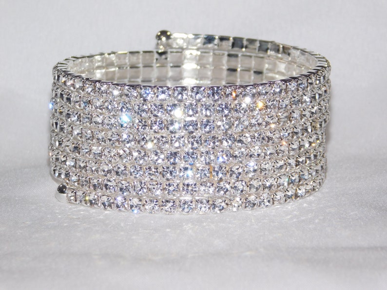 Silver Rhinestone 7 Spiral Party Upper Arm Band bangle Crystal Bracelet 1129