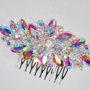 Silver AB Marquise Crystal Bridal Hair Comb prom Hair Accessories /3832