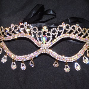 Gold AB  Rhinestone Crystal Eye Mask Masquerade Mask Mardi Gras Party new year Prom party 1300