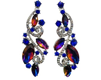 AB Blue Earrings crystal marquise color changing stones that shimmer with hues of a rainbow's for dance bridal drop evening earrings /5336