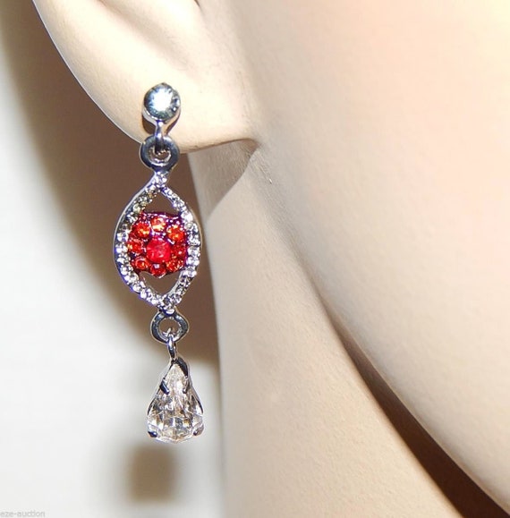 Cute Evil Eye With Red / Ruby and Clear Rhineston… - image 1