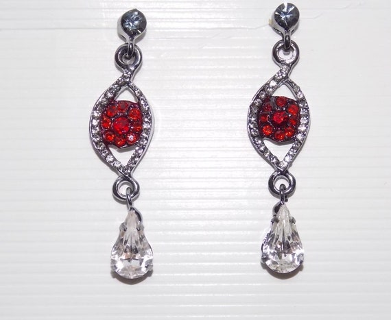 Cute Evil Eye With Red / Ruby and Clear Rhineston… - image 2