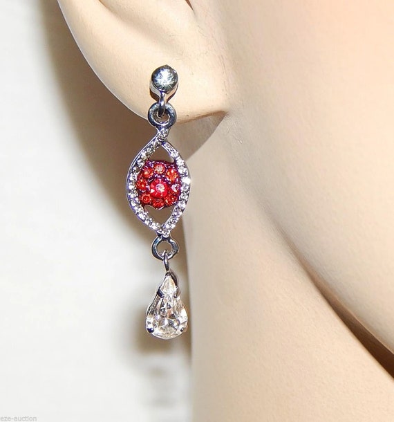 Cute Evil Eye With Red / Ruby and Clear Rhineston… - image 3