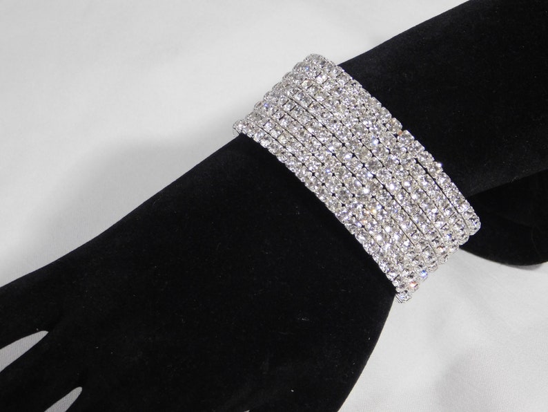 Silver Rhinestone 7 Spiral Party Upper Arm Band bangle Crystal Bracelet 1129