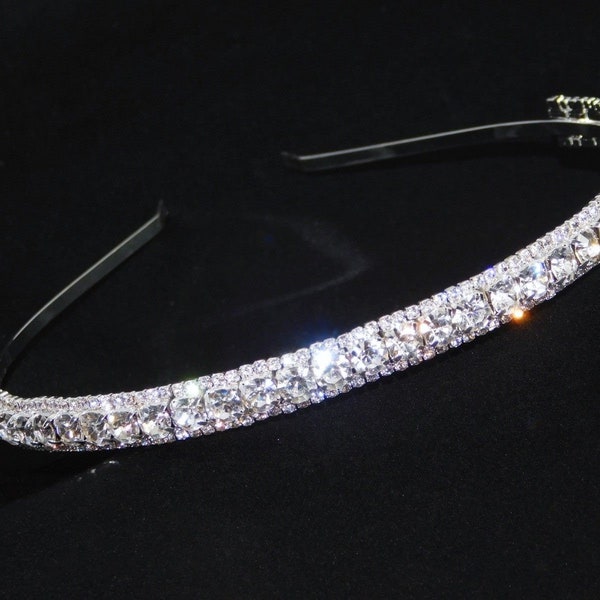 Wedding Bridal Silver Clear Diamond Rhinestone Crystal Headband Tiara /2691